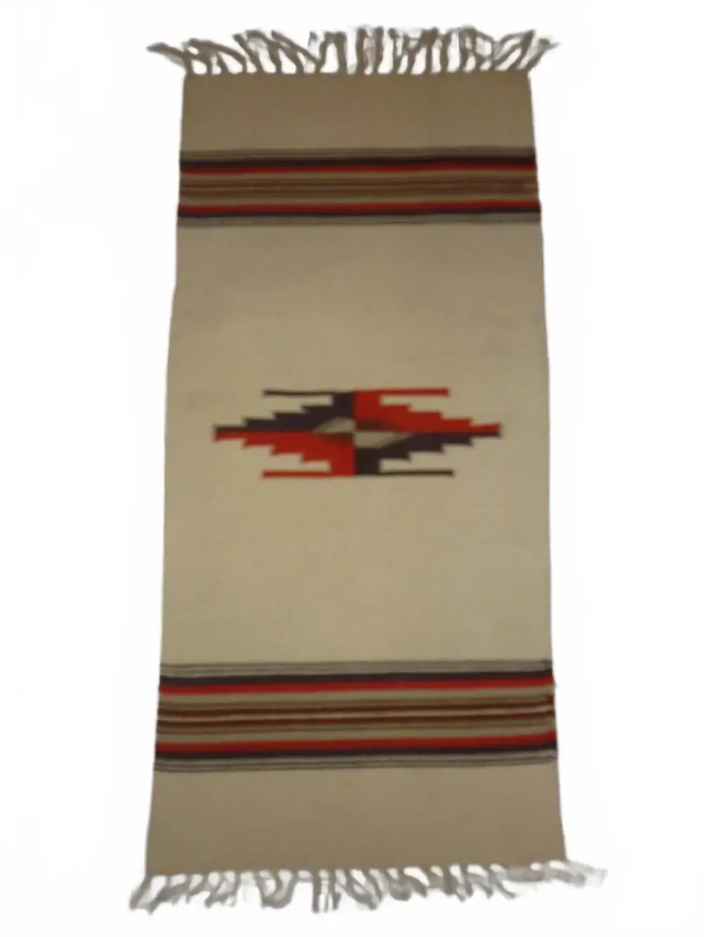 Vintage Ortega Chimayo Handwoven‎ Small Runner Wool Rug 14x31